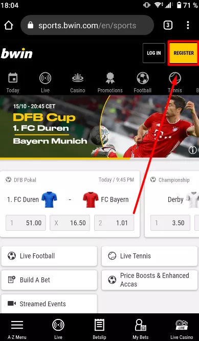 Bwin Main Page